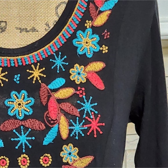 Soft Surroundings boho long sleeve stretch knit embroidered maxi dress size‎ XS - Picture 3 of 9